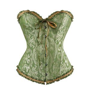 frawirshau Women's Lace Up Boned Overbust Corset Bustier Lingerie Bodyshaper Top